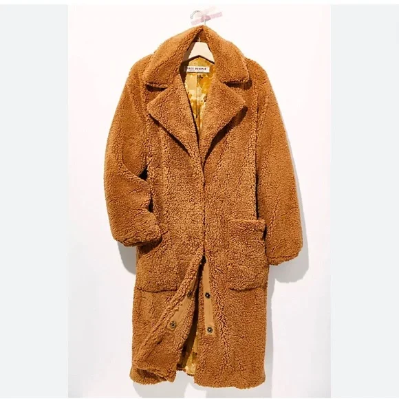 FREE PEOPLE Tessa Teddy Coat Rust Brown Size Large NWOT - Picture 7 of 7